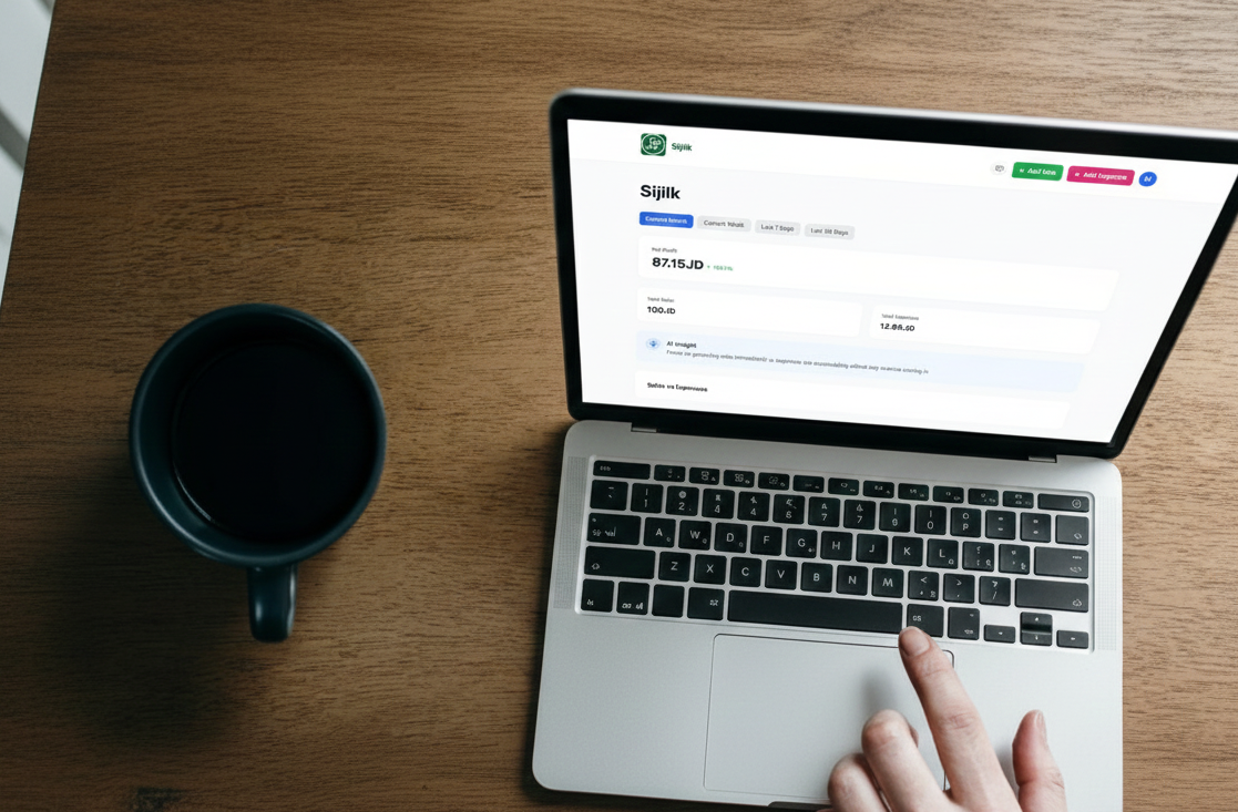Sijilk Dashboard Screenshot showing profit tracking interface with sales and expense charts